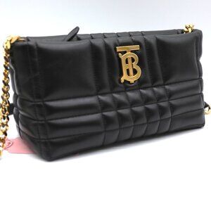 Burberry Small Lola Black Quilted Leather Crossbody Bag Gold Hardware